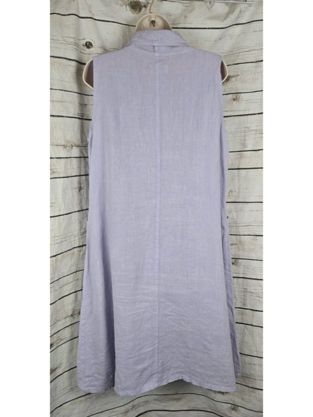 Mosaic USA Lavender Cowl Neck Dress M 100% Linen Lagenlook A-Line Sleeveless - Picture 5 of 6